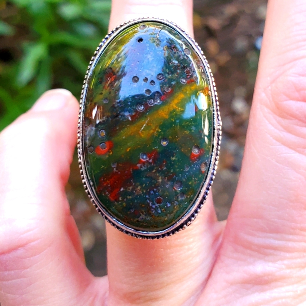 New Bloodstone 925 Silver Ring.
